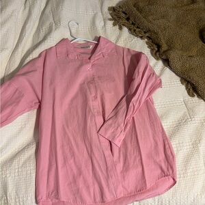 Pink Women’s Button-Up Shirt - Casual Long Sleeve